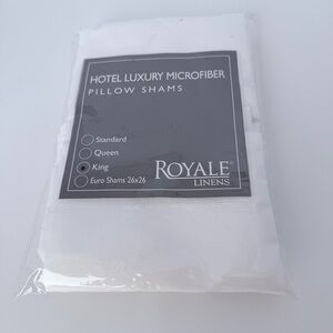 ROYALE Linens Hotel Luxury Microfiber Pillow Shams 2 Pack King Size White